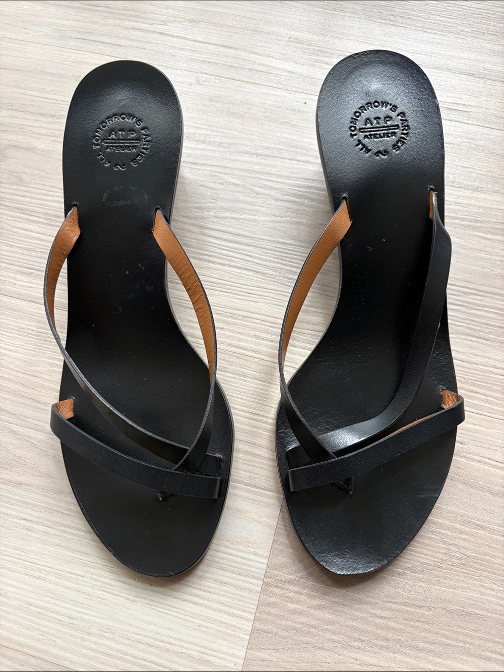ATP Atilier Padula Black Leather Strappy Women's Sandals
